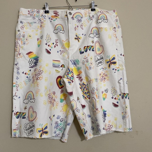 AE Pride Stretch Low-Rise Baggy Bermuda Short women 20 Colorful Graphic y2k - Picture 9 of 10